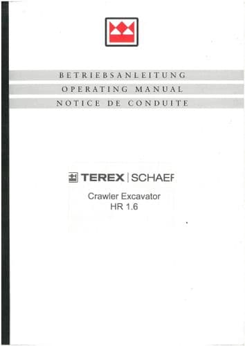 Terex Crawler Excavator HR 1.6 Operators Manual