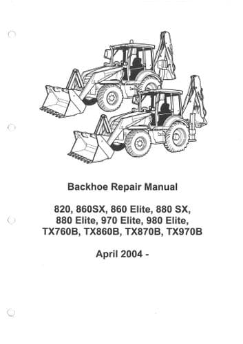 Terex Digger Loader Backhoe 820, 860SX, 860 Elite, 880SX, 880 Elite, 970 Elite, 980 Elite Workshop