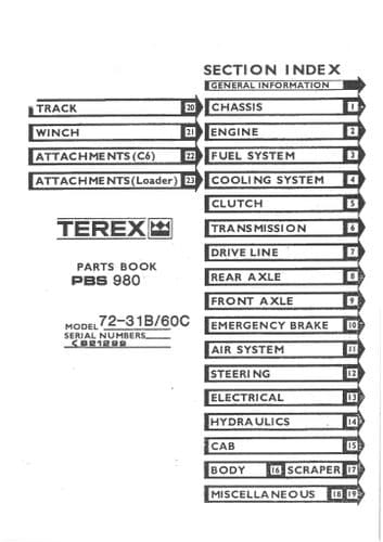Terex Loader 72-31B/60C Parts Manual