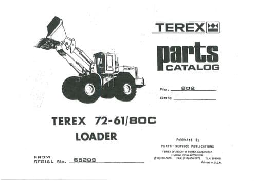 Terex Loader 72-61/80C Parts Manual