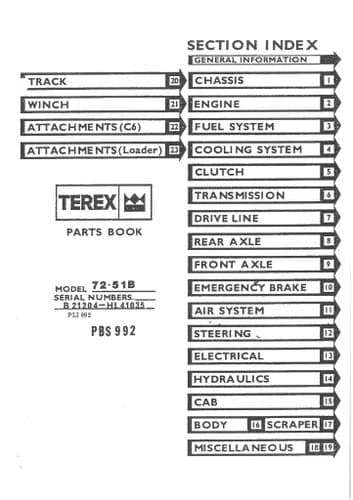 Terex Loader 72.51B Parts Manual