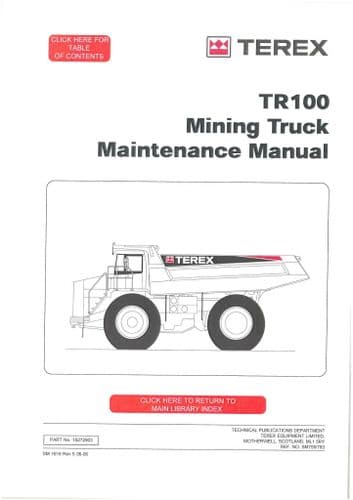 Terex Mining Truck TR100 Workshop Manual TR 100