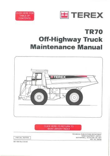 Terex Off Highway Truck TR70 Workshop Manual TR 70