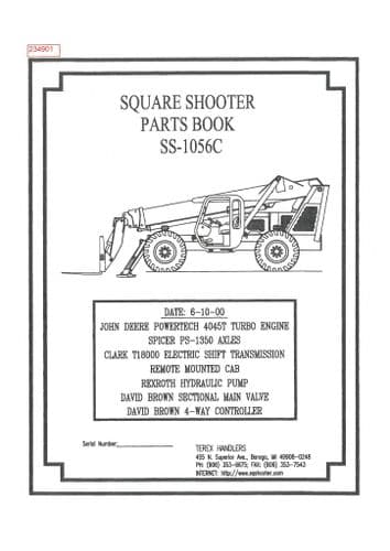 Terex Telehandler Square Shooter SS1056C Parts Manual