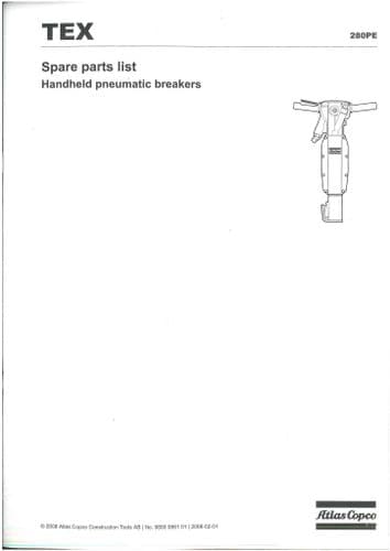 TEX Handheld Pneumatic Breaker 280PE Parts Manual 280 PE