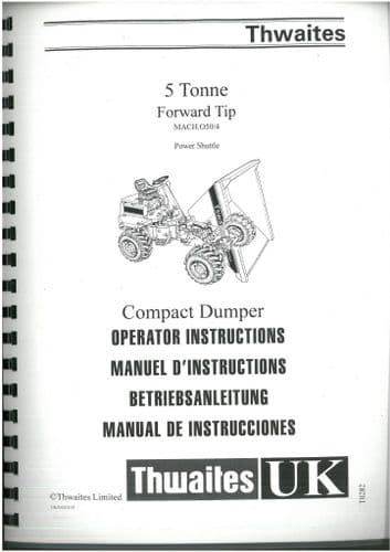 Thwaites Compact Dumper 5 Tonne Forward Tip Operators Manual