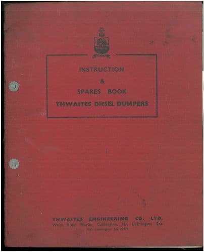 Thwaites Diesel Dumper Nimbus T3 Operators & Parts Manual