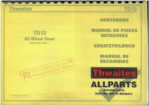 Thwaites Dumper All Wheel Steer TD12  Parts Manual
