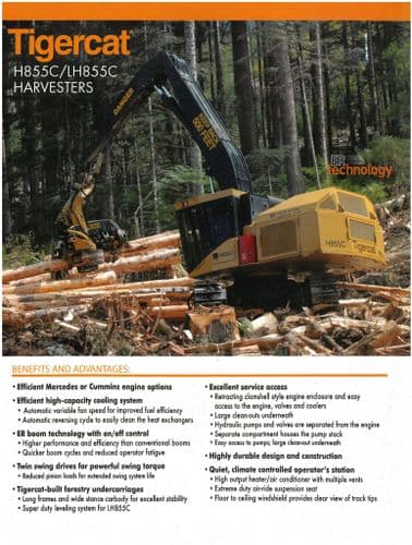 Tigercat Havester H855C & LH855C Brochure