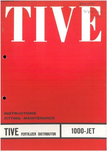 Tive Fertilizer Distributor 1000 Jet Operators Manual
