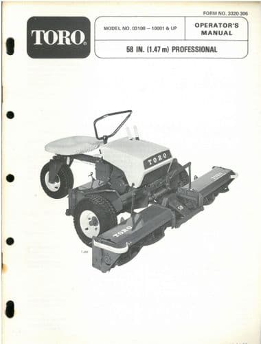 Toro 58" Professional Mower Operators Manual