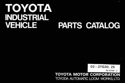 Toyota Forklift 02-2TG 20, 25 Parts Manual