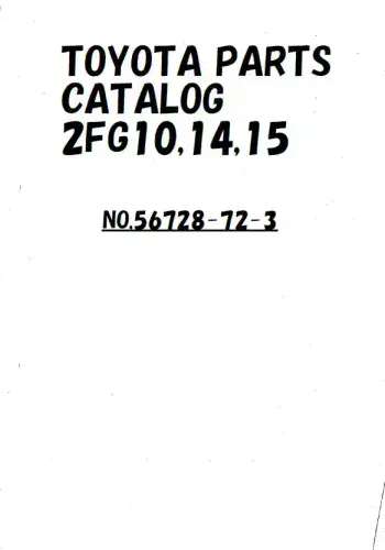 Toyota Forklift 2FG10 2FG14 2FG15 Parts Manual