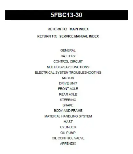 Toyota Forklift  5FBC13-30  Workshop Manual