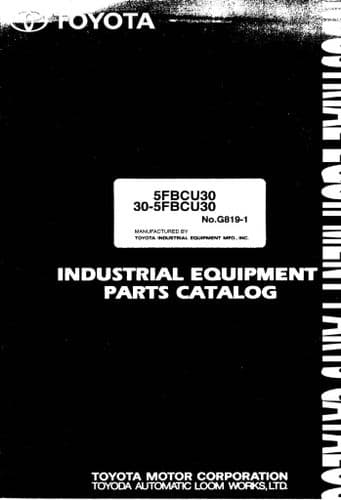 Toyota Forklift 5FBCU30/ 30-5FBCU30 Parts Manual