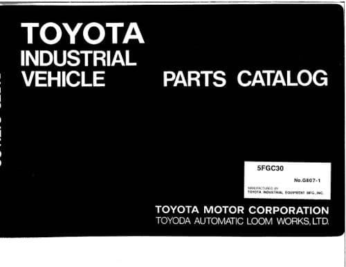 Toyota Forklift 5FGC30  Parts Manual