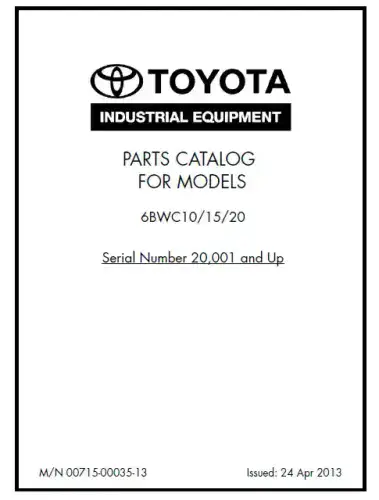 Toyota Forklift 6BWC 10 15 20 Parts Manual