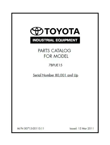 Toyota Forklift 7BPUE15 Parts Manual