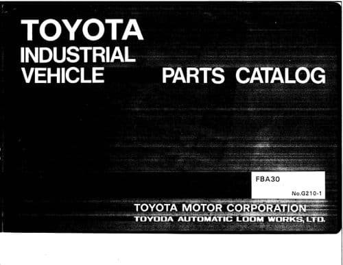 Toyota Forklift  FBA10/FBA15/FBA20/FBA30 Parts Manual