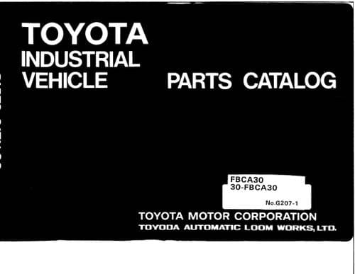 Toyota Forklift FDCA30 / 30-FDCA30  Parts Manual