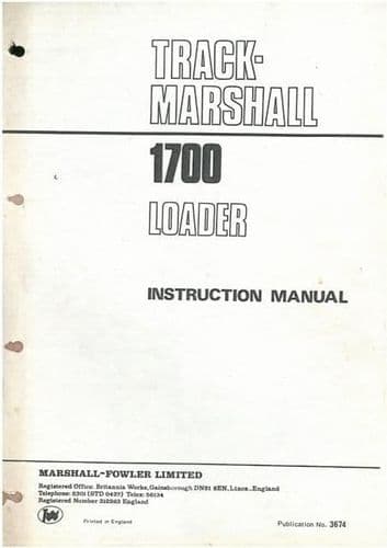 Track Marshall 1700 Crawler Tractor Loader Operators Manual - TM1700