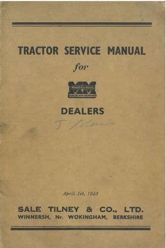 Tractor Service Manual for Minneapolis Moline Dealers - April 1st 1942