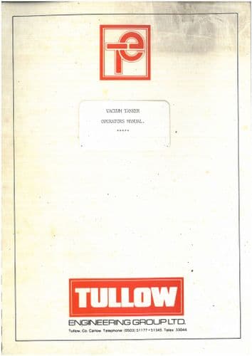 Tullow Vacuum Tanker Operators Manual with Parts List