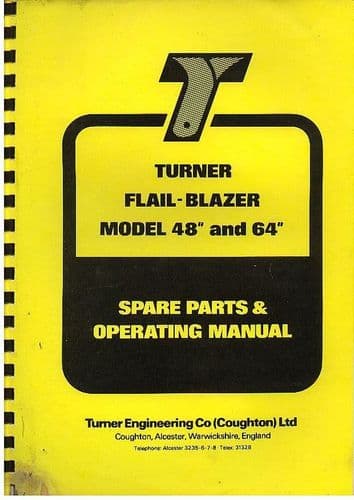 Turner Hedgetrimmer Flail Blazer 48" & 64" Operators Manual with Parts List
