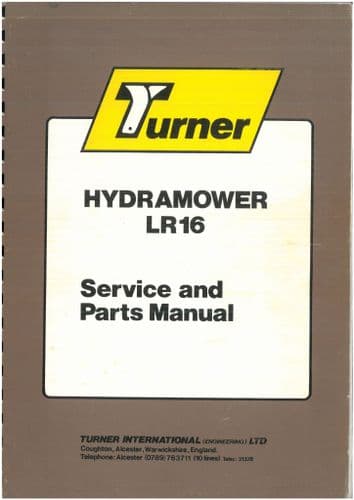 Turner Hedgetrimmer Hydramower LR16 Maintenance &  Parts Manual - ORIGINAL