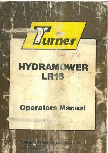 Turner Hedgetrimmer Hydramower  LR16 Operators Manual with Parts List