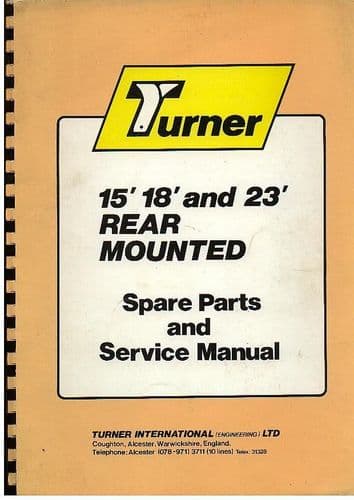 Turner Hedgetrimmer Rear Mounted Models 15, 18 & 23 Service Manual with Parts List