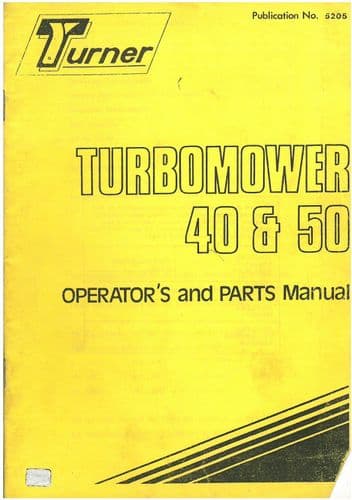 Turner TurboMower 40 & 50 Operators Manual with Parts List - Flail Topper