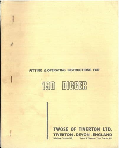 Twose 190 Digger Operators Manual