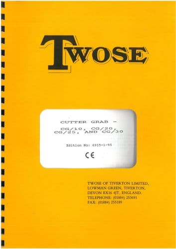 Twose Cutter Grab  CG/10 CG/20 CG/25 CG 30 Operators Manual with Parts List CG 10 20 25 30