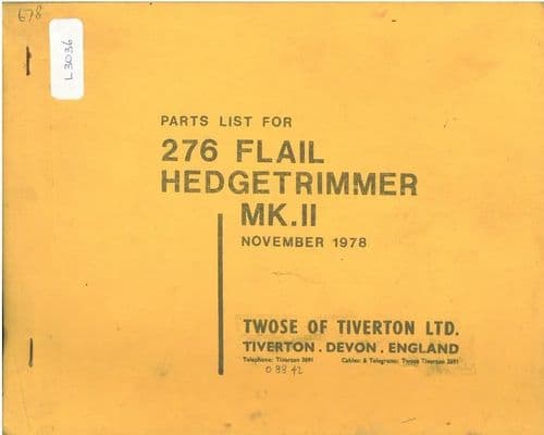 Twose Hedgetrimmer Flail Trimmer 276 MK.II Parts Manual