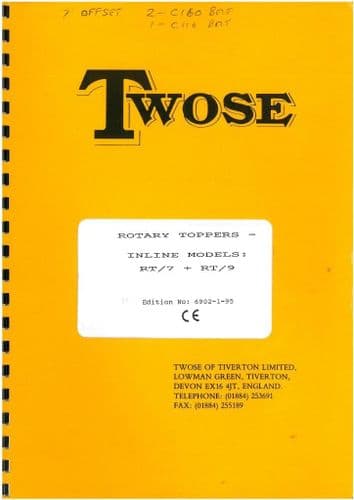Twose Rotary Topper - Inline Models RT7 & RT9 Operators & Parts Manual