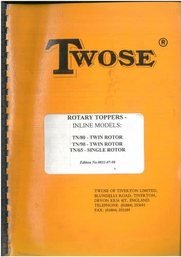 Twose Rotary Topper TN80 TN90 TN65 Operators & Parts Manual