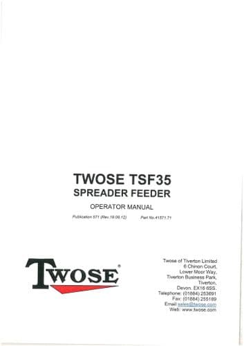 Twose Spreader Feeder TSF35 Operators Manual