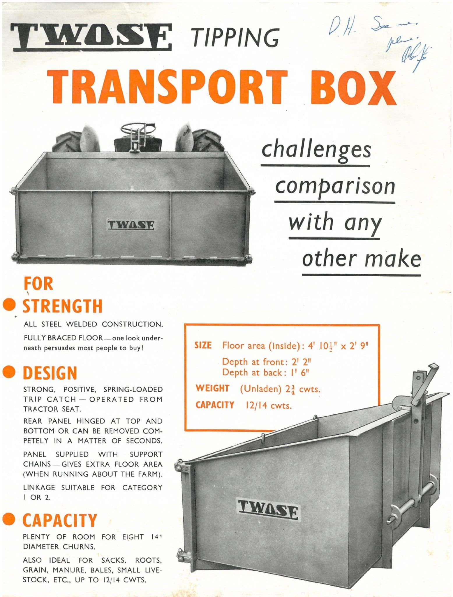 Twose Tipping Transport Box Brochure Twose Tipping Transport Box Brochure