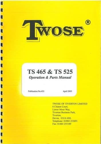 Twose TS465 TS525 TS465E TS525E TS465EP TS525EP Hedgetrimmer Operators Manual with Parts List