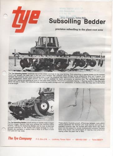 Tye Subsoiling Bedder Brochure