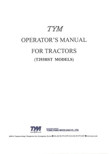TYM Tractor T293HST Operators Manual