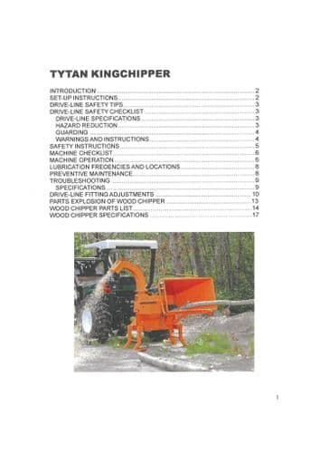 Tytan King Chipper Operators Manual