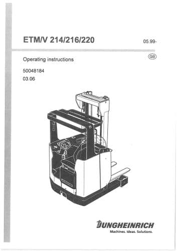ungheinrich Forklift Truck ETM/V 214 216 220 Operators Manual