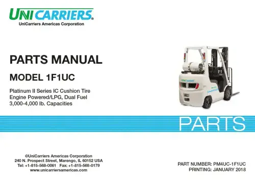 Unicarrier  Forklift/ Pallet Truck 1F1UC Parts Manual