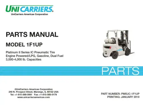 Unicarrier  Forklift/ Pallet Truck 1F1UP Parts Manual