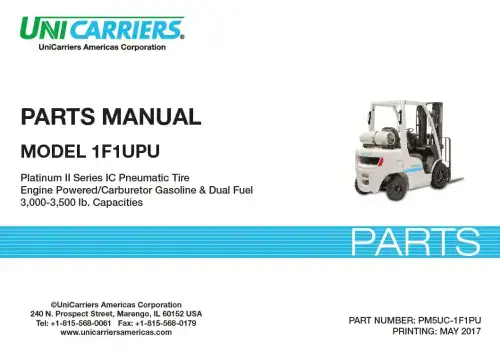Unicarrier  Forklift/ Pallet Truck 1F1UPU Parts Manual