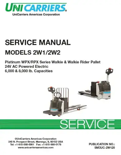 Unicarriers Forklift/ Pallet Truck 2W1/2W2 Workshop Manual