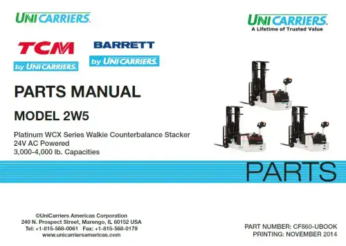 Unicarriers Forklift/ Pallet Truck 2W5 Parts Manual