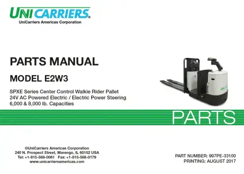Unicarriers Forklift/ Pallet Truck E2W3 Parts Manual